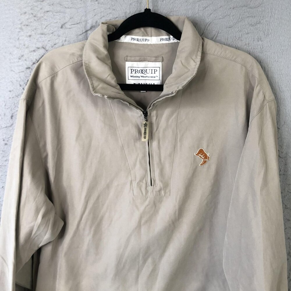 ProQuip Golf Windshirt Mens Large Khaki Windshield Quarter Zip Jacket Pullover - Picture 14 of 16